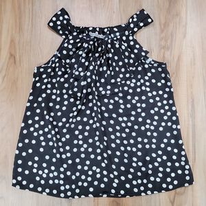 🔺️Signature by Larry Levine Black Polka Dot Print Sleeveless Blouse Large